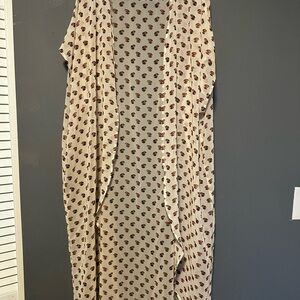 BKE Cream Top with Maroon and Mustard Brushstroke Print